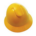 Hard Hat with ratchet adjustment and 4 point nylon suspension in Yellow and Full Color Label.